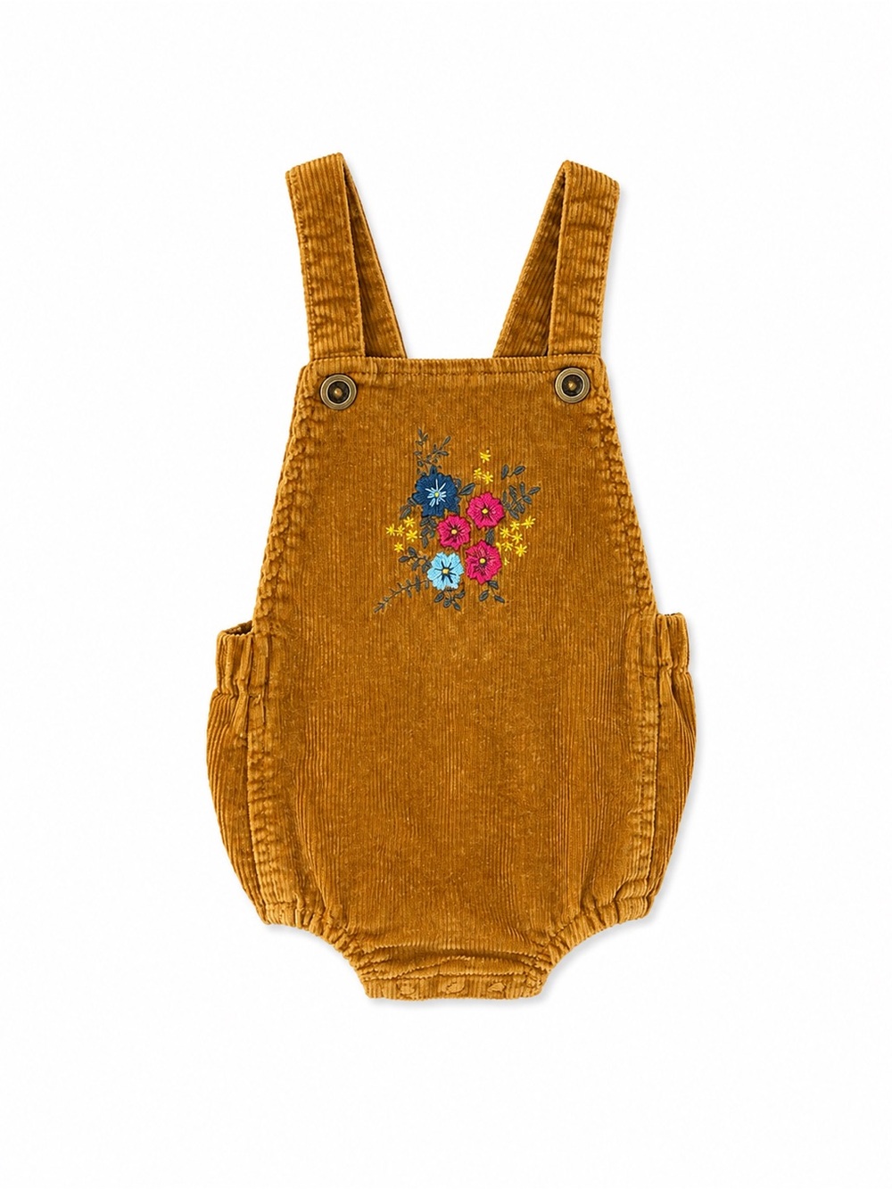 Jamie Kay Corduroy Floral Embroidered Bubble Romper 1Y EUC